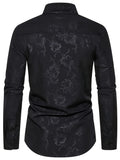 kkboxly Men's Elegant Floral Print Long Sleeve Shirt For Business