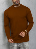 kkboxly  Men's Turtleneck Long Sleeve T-Shirt, Casual Stretch Sports Tops For Spring Fall