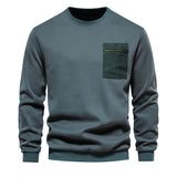 Solid Cotton Blend  Trendy Sweatshirt, Men's Casual Classic Design Crew Neck Pullover Sweatshirt For Men Fall Winter
