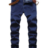 Slim Fit Classic Design Jeans, Men's Casual Street Style Medium Stretch Denim Pants