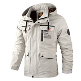 kkboxly  Multi Pocket Windbreaker Hooded Jacket, Men's Casual Zip Up Jacket Coat For Outdoor Activities