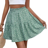 kkboxly  Floral Print Ruffle Hem Shorts, Casual Shorts For Spring & Summer, Women's Clothing