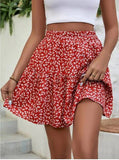 kkboxly  Floral Print Ruffle Hem Shorts, Casual Shorts For Spring & Summer, Women's Clothing