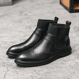 kkboxly Men Brogue Comfy Elastic Slip on Chelsea Boots