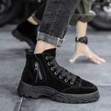 kkboxly Men Suede Tooling Boots Side Zipper Comfy Slip Resistant Outdoor Casual Ankle Boots