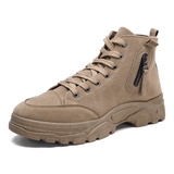 kkboxly Men Suede Tooling Boots Side Zipper Comfy Slip Resistant Outdoor Casual Ankle Boots