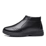 kkboxly Men Comfy Microfiber Leather Warm Lined Business Casual Ankle Boots