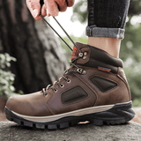 kkboxly Men Outdoor Waterproof Slip Resistant Leather Hiking Boots