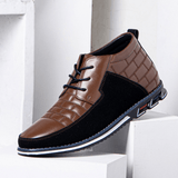 kkboxly kkboxly Men round Toe Comfy Soft Sole Lace-Up Business Casual Leather Ankle Boots