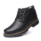 kkboxly Men Comfy Microfiber Leather Warm Business Casual Winter Ankle Boots